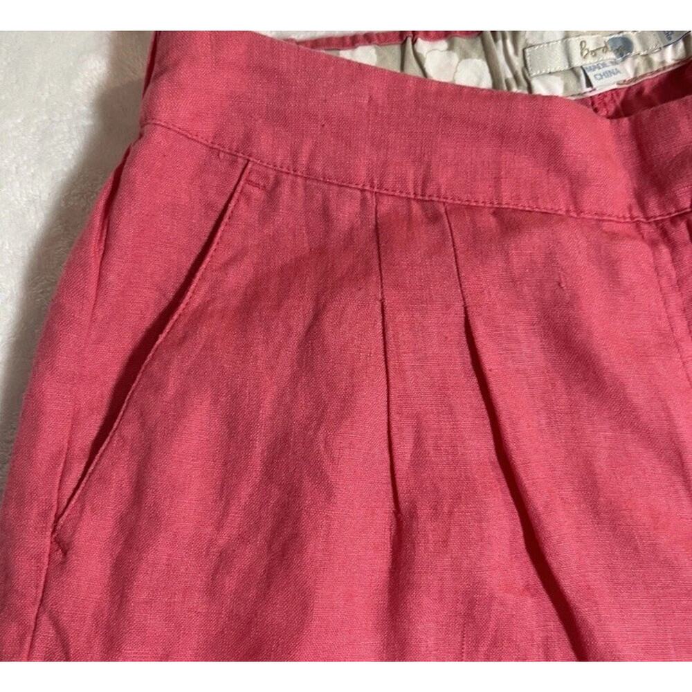 Boden Sz 8 Pink Linen Pleat Front Shorts Cuffed 6” Inseam Preppy Beachy Classic - Picture 4 of 16